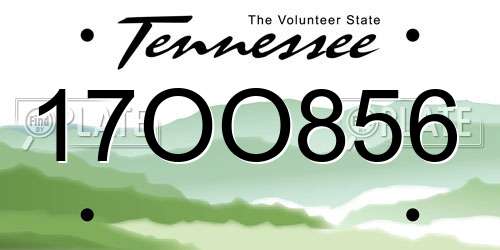 17OO856 Tennessee License Plate