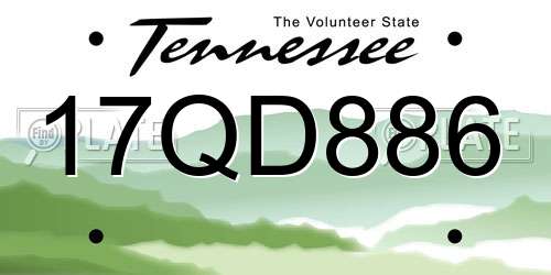 17QD886 Tennessee License Plate