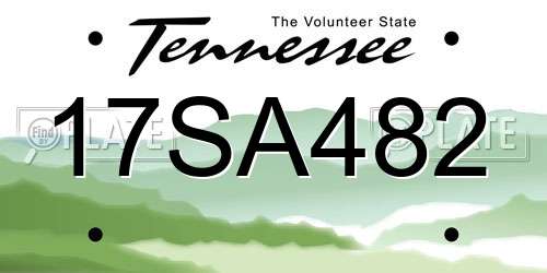 17SA482 Tennessee License Plate