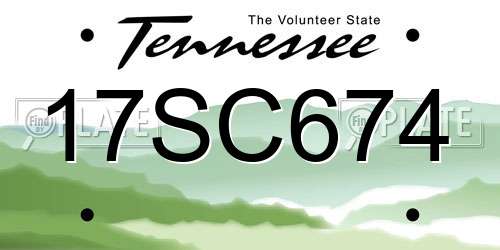17SC674 Tennessee License Plate
