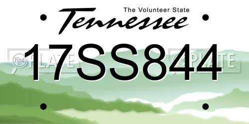 17SS844 Tennessee License Plate