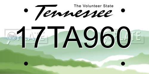 17TA960 Tennessee License Plate