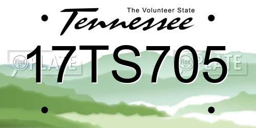 17TS705 Tennessee License Plate