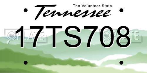 17TS708 Tennessee License Plate