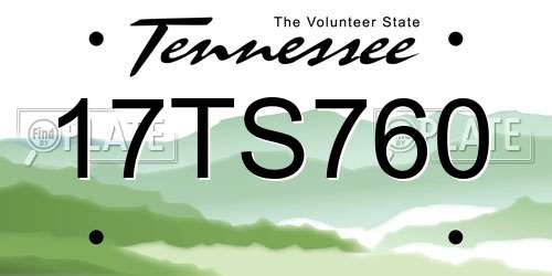 17TS760 Tennessee License Plate