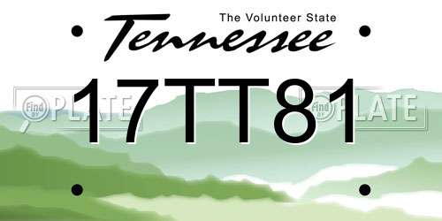 17TT81 Tennessee License Plate