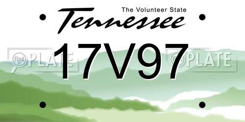 17V97 Tennessee License Plate