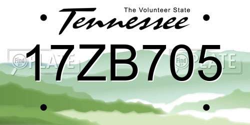 17ZB705 Tennessee License Plate