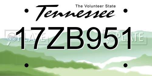 17ZB951 Tennessee License Plate