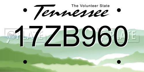 17ZB960 Tennessee License Plate