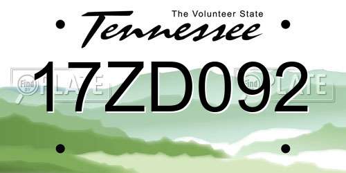 17ZD092 Tennessee License Plate