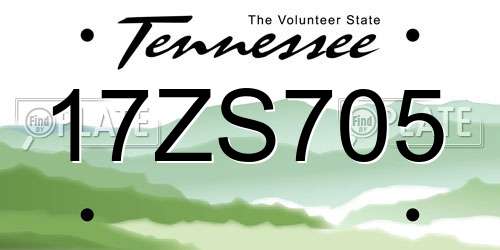 17ZS705 Tennessee License Plate