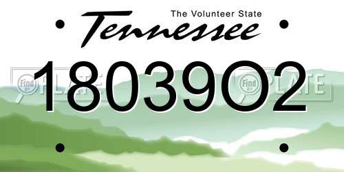 18039O2 Tennessee License Plate