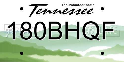 180BHQF Tennessee License Plate