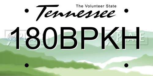 180BPKH Tennessee License Plate