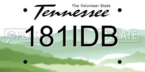181IDB Tennessee License Plate