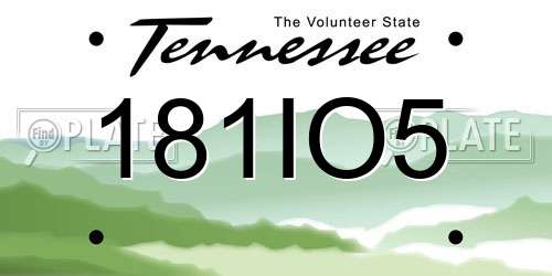 181IO5 Tennessee License Plate