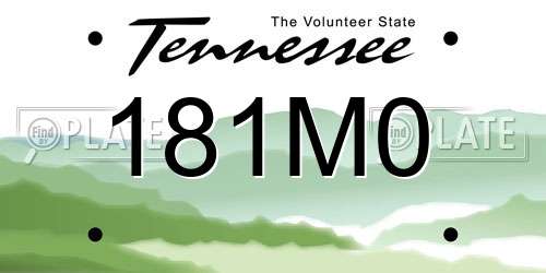 181M0 Tennessee License Plate