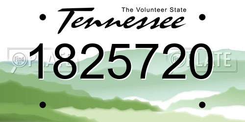 1825720 Tennessee License Plate