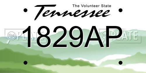 1829AP Tennessee License Plate