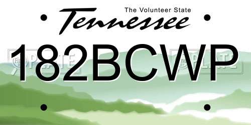 182BCWP Tennessee License Plate