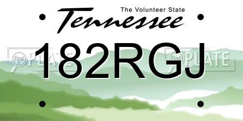 182RGJ Tennessee License Plate