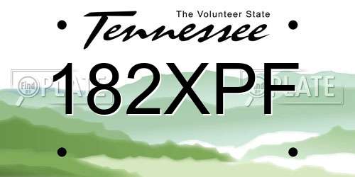 182XPF Tennessee License Plate