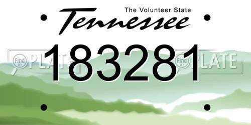183281 Tennessee License Plate