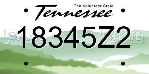 18345Z2 Tennessee License Plate