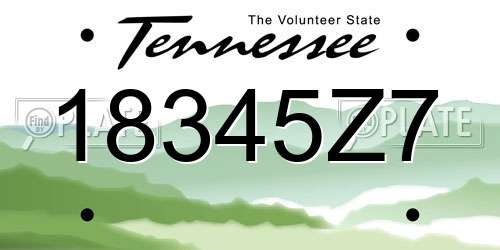 18345Z7 Tennessee License Plate