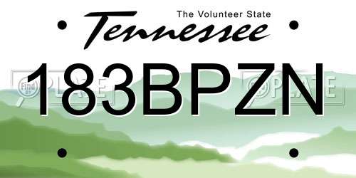 183BPZN Tennessee License Plate