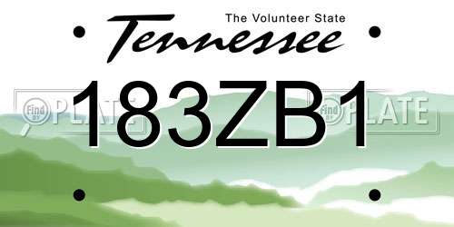 183ZB1 Tennessee License Plate