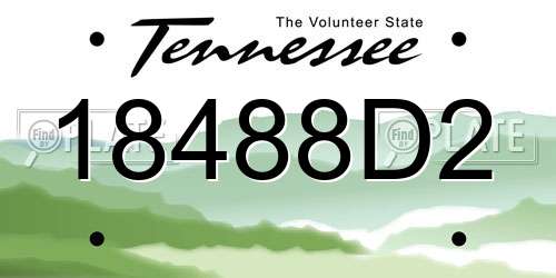 18488D2 Tennessee License Plate