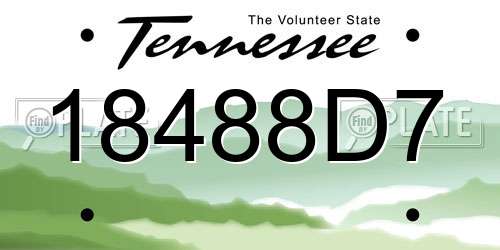 18488D7 Tennessee License Plate
