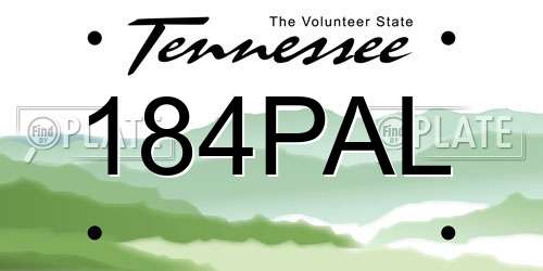 184PAL Tennessee License Plate