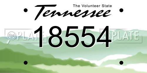 18554 Tennessee License Plate