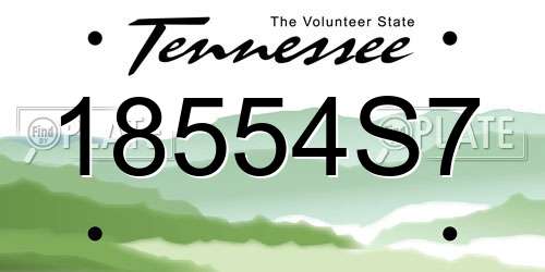 18554S7 Tennessee License Plate