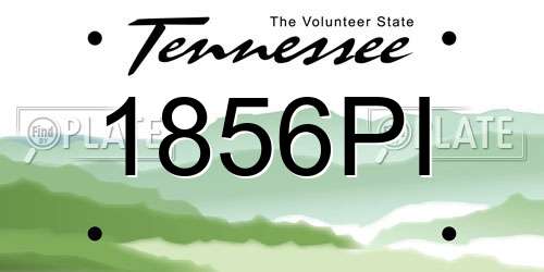 1856PI Tennessee License Plate