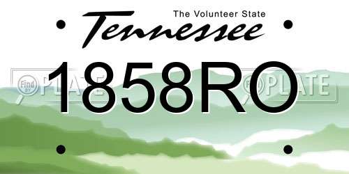 1858RO Tennessee License Plate