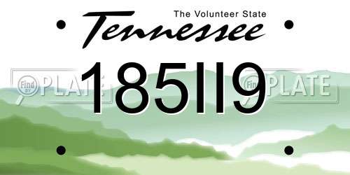 185II9 Tennessee License Plate