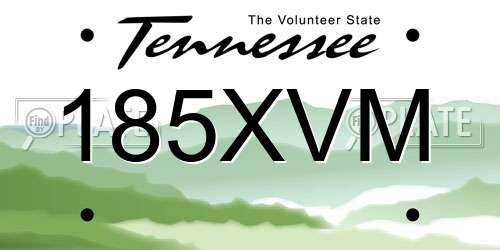 185XVM Tennessee License Plate