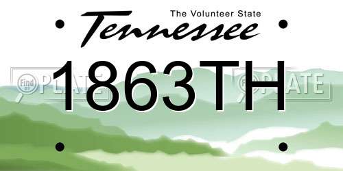 1863TH Tennessee License Plate