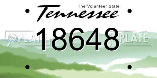 18648 Tennessee License Plate