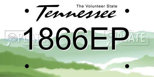 1866EP Tennessee License Plate