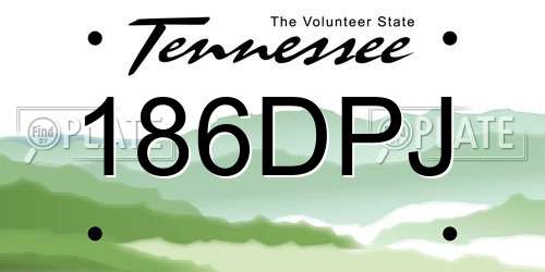 186DPJ Tennessee License Plate