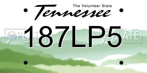 187LP5 Tennessee License Plate