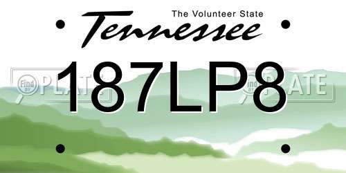 187LP8 Tennessee License Plate