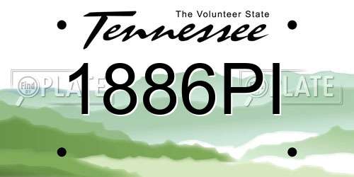 1886PI Tennessee License Plate