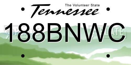 188BNWC Tennessee License Plate