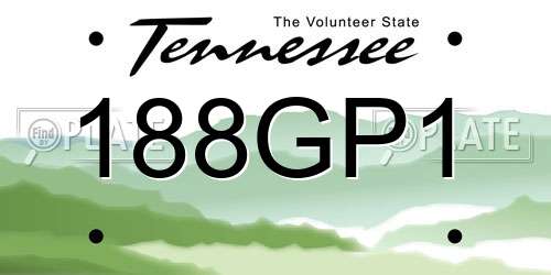 188GP1 Tennessee License Plate